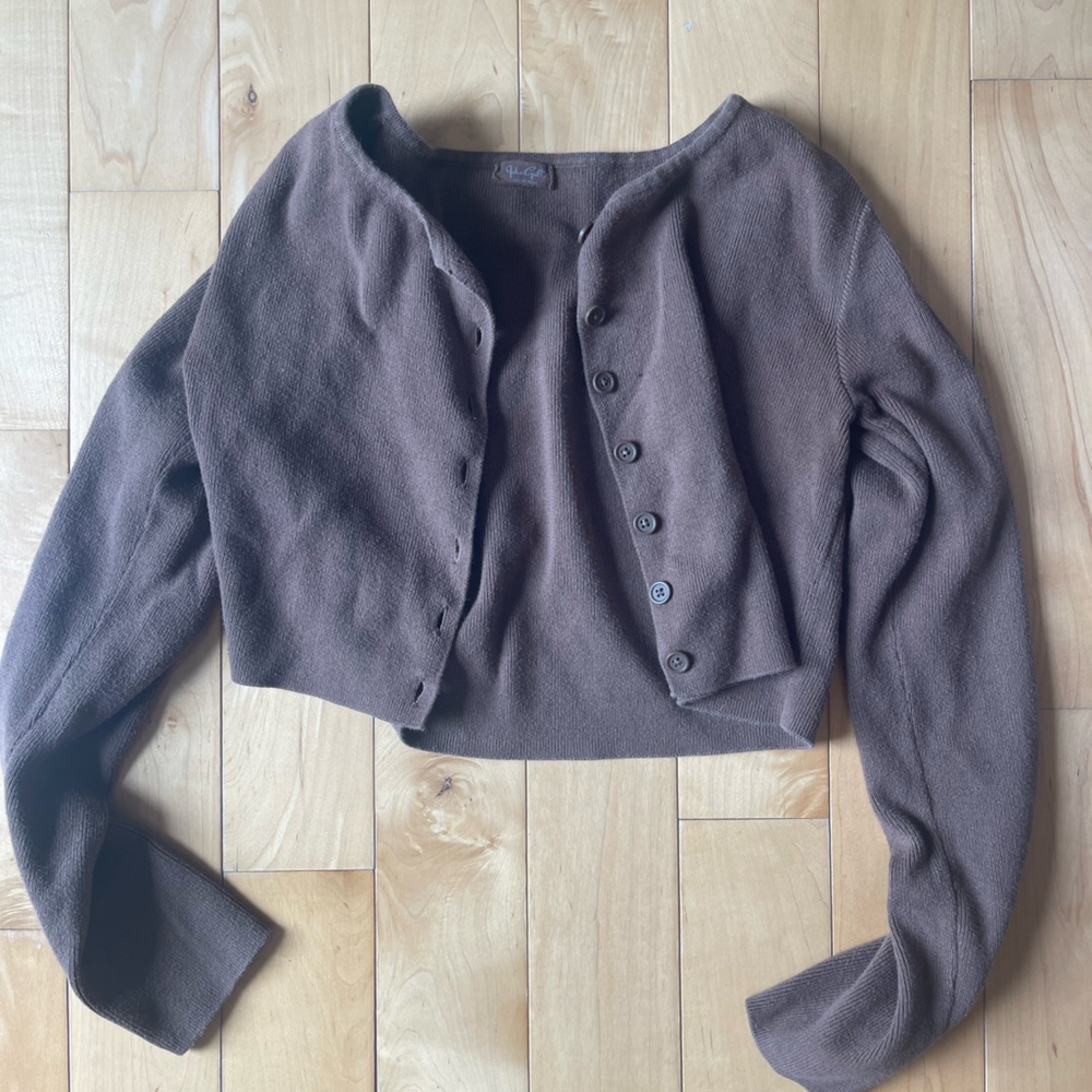John Galt/Brandy Melville Brown Button-Up Cardigan